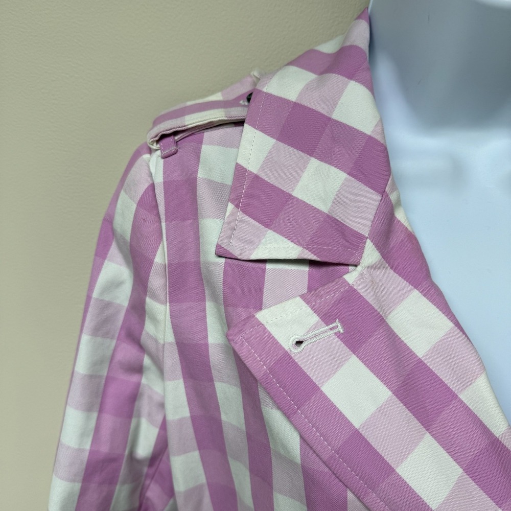 J.Crew Icon Trench Coat Womens 4 Lilac White Gingham Plaid Flirty Cute Party - Picture 4 of 16